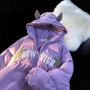 American Retro Embroidered Hooded Cotton Coat - Jacken