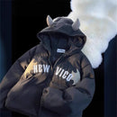 American Retro Embroidered Hooded Cotton Coat - Jacken