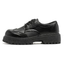 Black Carved Leather Shoes - Schuhe