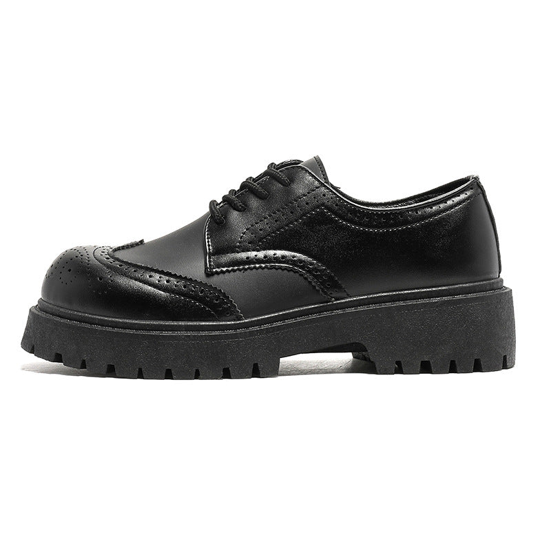 Black Carved Leather Shoes - Schuhe