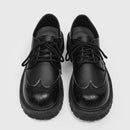 Black Carved Leather Shoes - Schuhe