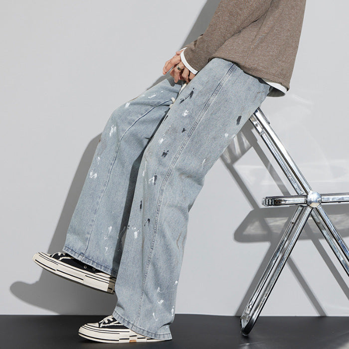 Blue Jeans Men’s Graffiti Retro Pants - Blue / L - Baggy