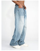 Blue Straight Wide Leg Casual Jeans - Baggy