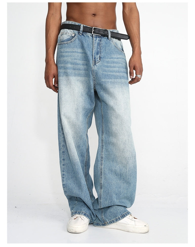 Blue Straight Wide Leg Casual Jeans - Baggy
