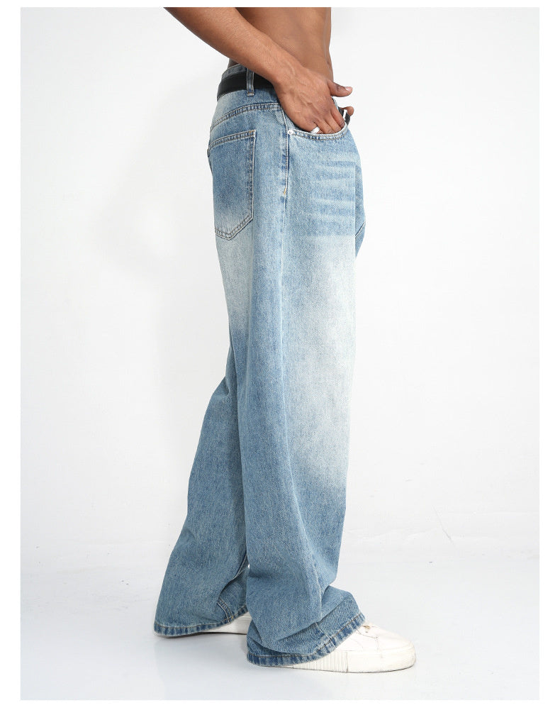 Blue Straight Wide Leg Casual Jeans - Baggy
