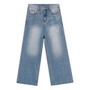 Blue Straight Wide Leg Casual Jeans - Blue / L - Baggy