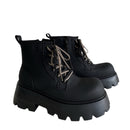 Boots Height Increasing Lace-up Motorcycle High-top Leather Boots - Schuhe