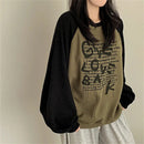 Casual Contrasting Hoodie - 60248 Green Thin / L - Baggy