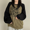 Casual Contrasting Hoodie - 60248 Green With Fleece Lining / L - Baggy