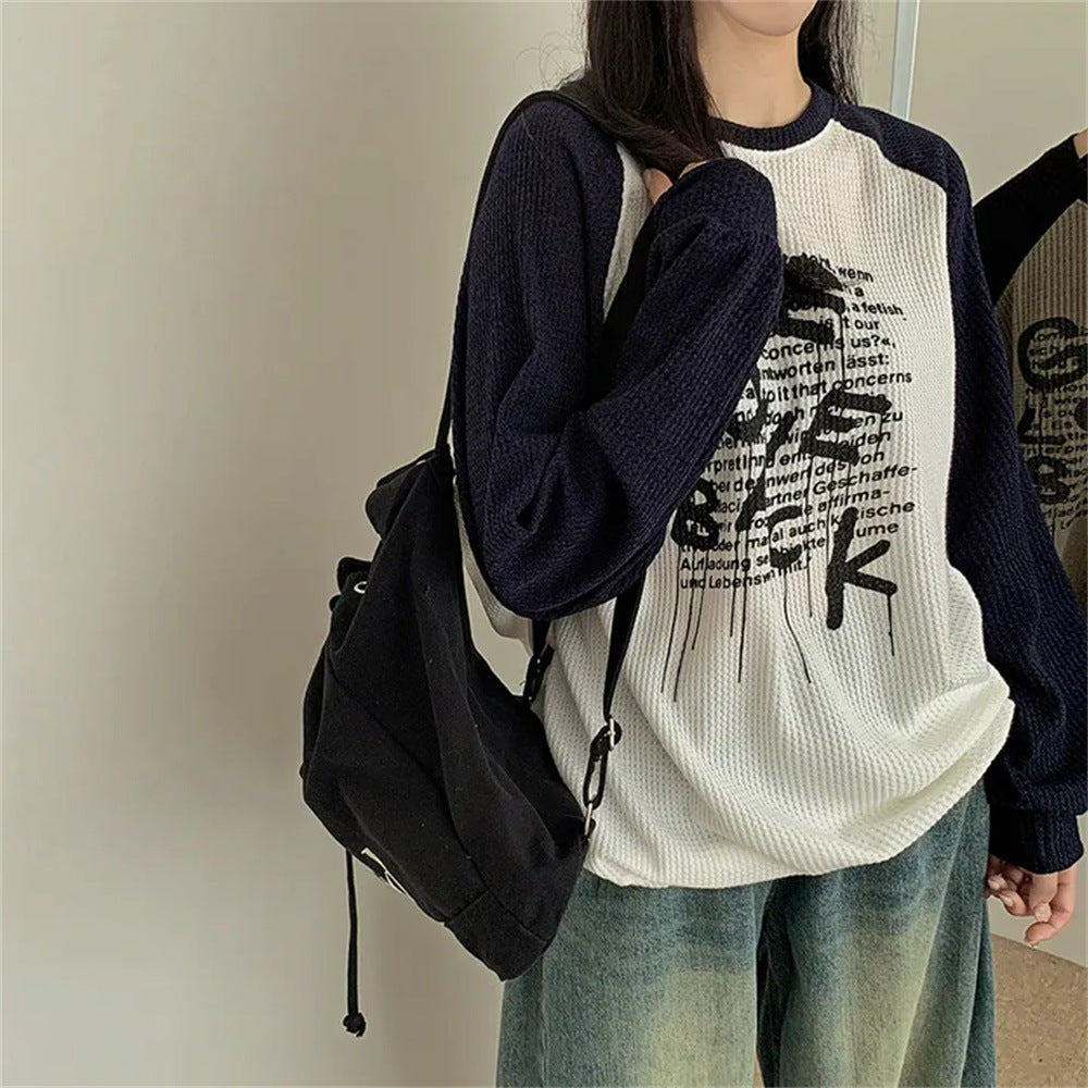 Casual Contrasting Hoodie - 60248 White In Thin Section / L - Baggy