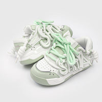 Denim Canvas Bread Shoes Platform Sneakers - Lime / 36 - Schuhe
