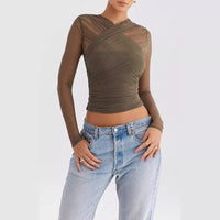 European And American Voile Breathable Sexy Elegant Style Shirt - Olive Green / L - T-Shirts