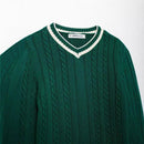 Fashion Long Sleeve V-neck Cable Pattern Sweater - Hoodie