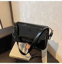 Fashion Women’s Shiny Simple Shoulder Bag - Black - Taschen Frauen
