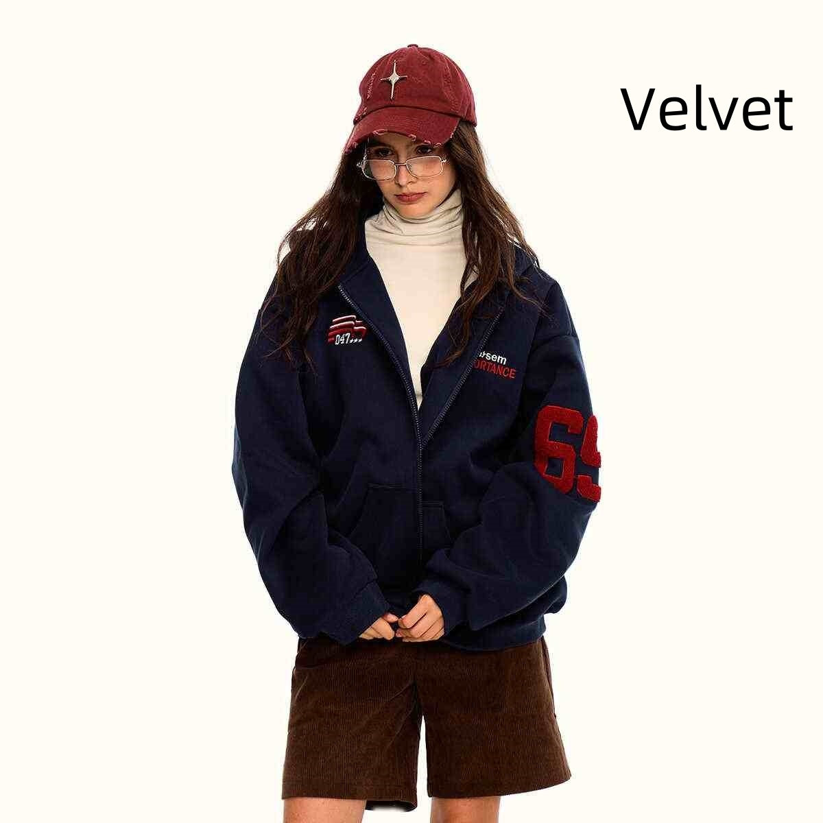 Navy Blue Velvet / L