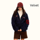 Fleece-lined Thickened Camouflage Cardigan Hoodie - Navy Blue Velvet / L - Baggy