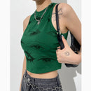 Fruit Green Eye Print Sleeveless Round Neck Vest - T-Shirts