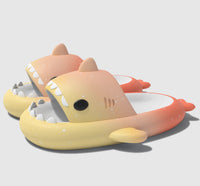 Gradient Shark Slippers 4cm Thick Bottom Shit Feeling Slippers - Milk yellow orange / 36or37 - Schuhe