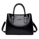 Handbag Soft Leather Large Capacity Versatile Shoulder Crossbody Mom Bag - Black - Taschen Frauen