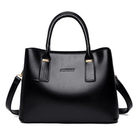 Handbag Soft Leather Large Capacity Versatile Shoulder Crossbody Mom Bag - Black - Taschen Frauen