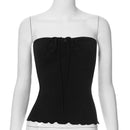 Lace-up Halterneck Pleated Backless Top - Black / L - T-Shirts