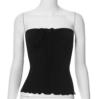 Lace-up Halterneck Pleated Backless Top - Black / L - T-Shirts