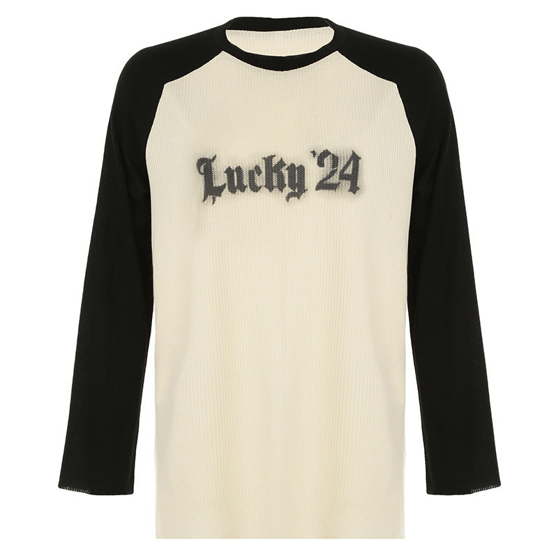 Long Sleeve Casual Sweatshirt - Black And White / L - Baggy
