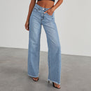 Loose Casual Straight-leg Wide Leg Mop Pants Women - Light Blue Pants / L - Baggy