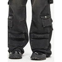 Multi Pocket Vintage Wide Leg Jeans - Baggy