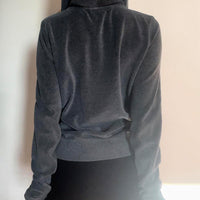 Retro Printed Loose Sweatshirt Cardigan - Baggy