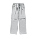 Split Pleated Design Casual Pants Autumn And Winter Embroidery - Flower Gray / L - Baggy