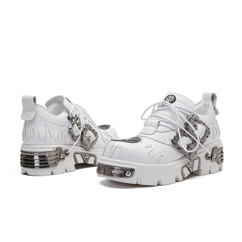 Thick-soled Gold-heavy Muffin Leather Shoes - Schuhe