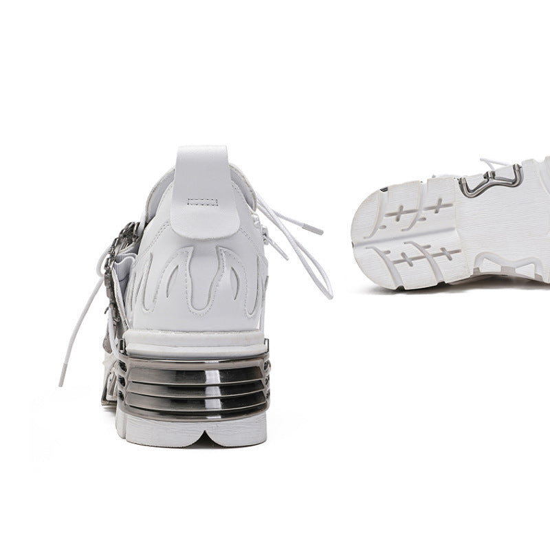 Thick-soled Gold-heavy Muffin Leather Shoes - Schuhe