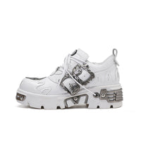 Thick-soled Gold-heavy Muffin Leather Shoes - Schuhe