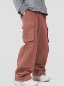 Three-dimensional Pocket Overalls Functional Lace-up Loose Casual Pants - Rust Brown / L - Baggy