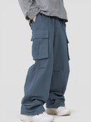 Three-dimensional Pocket Overalls Functional Lace-up Loose Casual Pants - Blue / L - Baggy