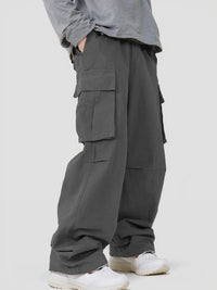 Three-dimensional Pocket Overalls Functional Lace-up Loose Casual Pants - Dark Gray / L - Baggy