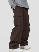 Three-dimensional Pocket Overalls Functional Lace-up Loose Casual Pants - Dark Brown / L - Baggy