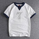 Washed Cotton T-shirt - Blue Stitching / L - Baggy