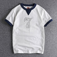 Washed Cotton T-shirt - Blue Stitching / L - Baggy