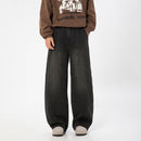 Washed Distressed Split Design Machete Jeans - Baggy