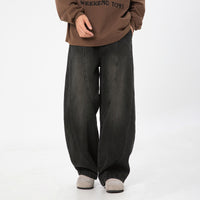 Washed Distressed Split Design Machete Jeans - Baggy