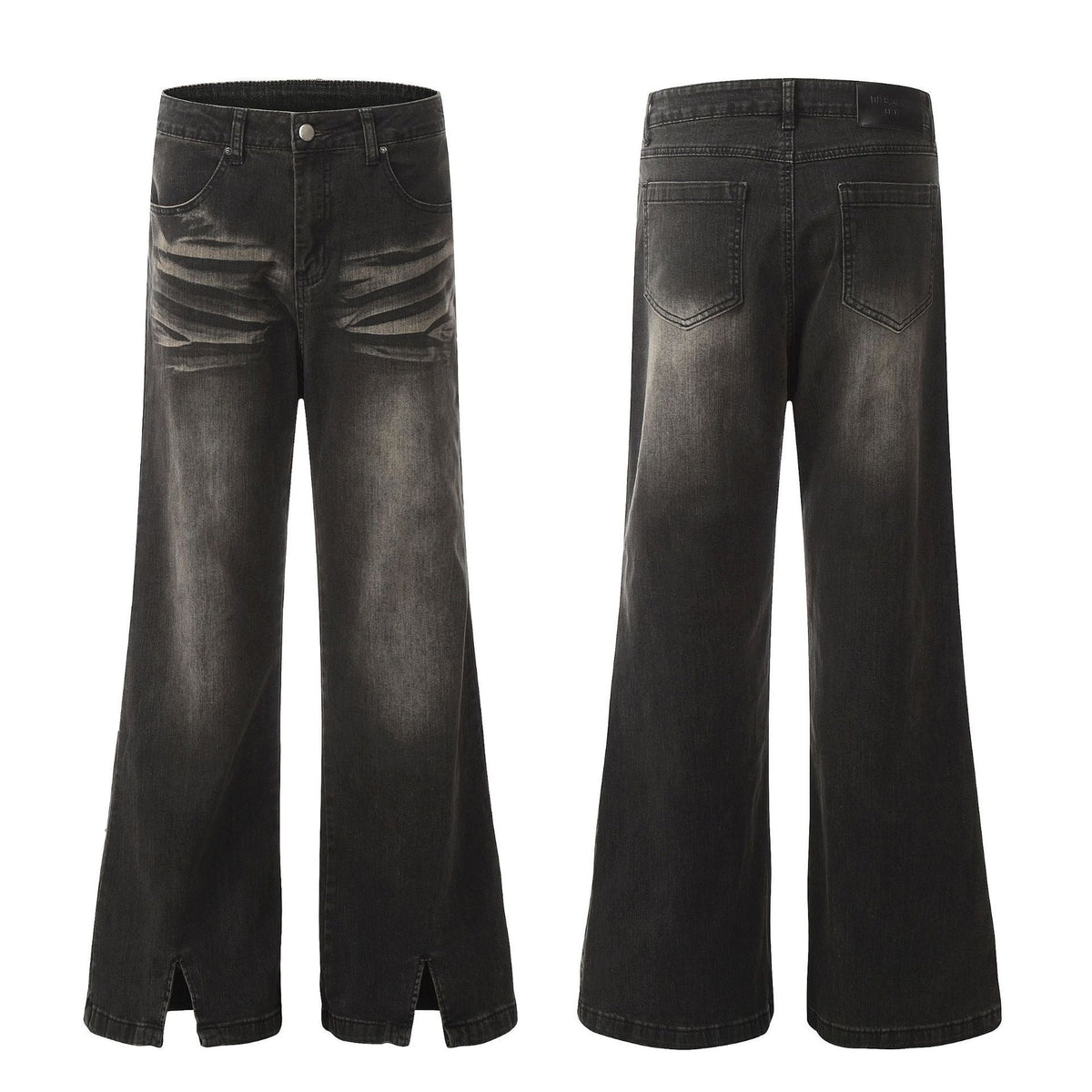 Washed Pleated Split Skinny Jeans