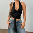 Women’s Backless Design Short Top - Black / L - Baggy