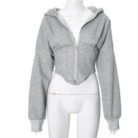 Women’s Clothing Long-sleeve Zipper - Gray / L - Baggy