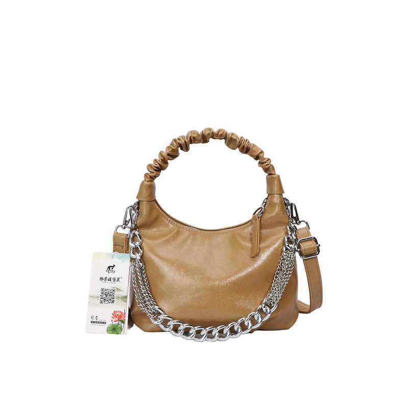 Women’s Fashion Pleated Handbag Crossbody - Khaki - Taschen Frauen