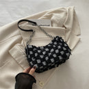 Women’s Versatile Lattice Casual Shoulder Bag - Black Plaid - Taschen Frauen