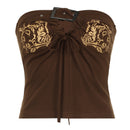 Women’s Vintage Printed Hollow-out Tube Top Vest - Brown / L - T-Shirts