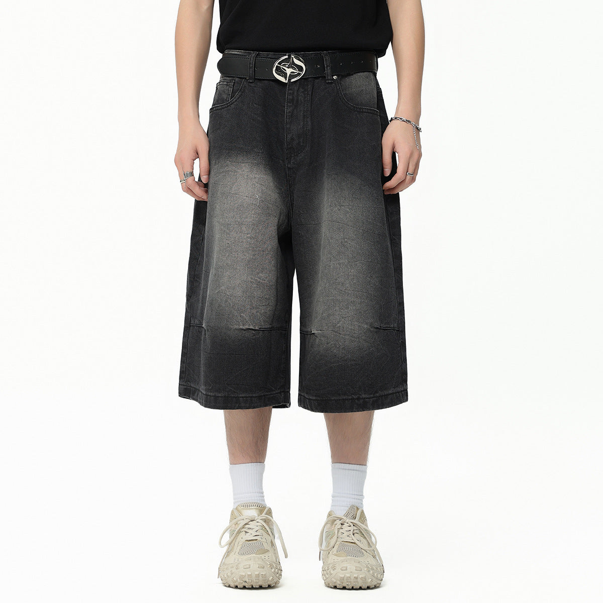 Worn White Washed American Fashion Brand Vintage Cropped Jeans